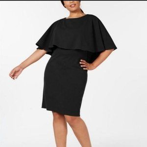 Calvin Klein Black Capelet Fitted Dress 18W